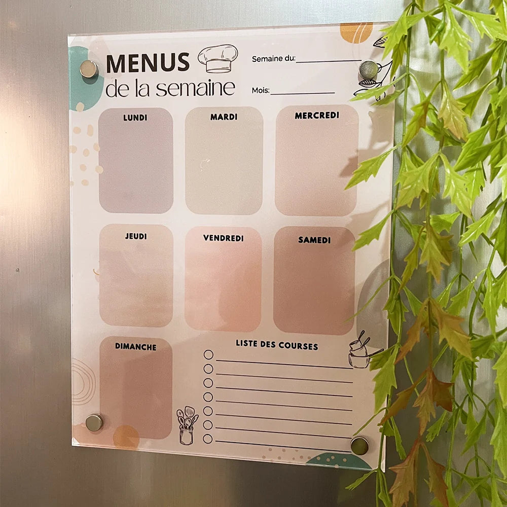 Planner de Cuisine en Plexiglass