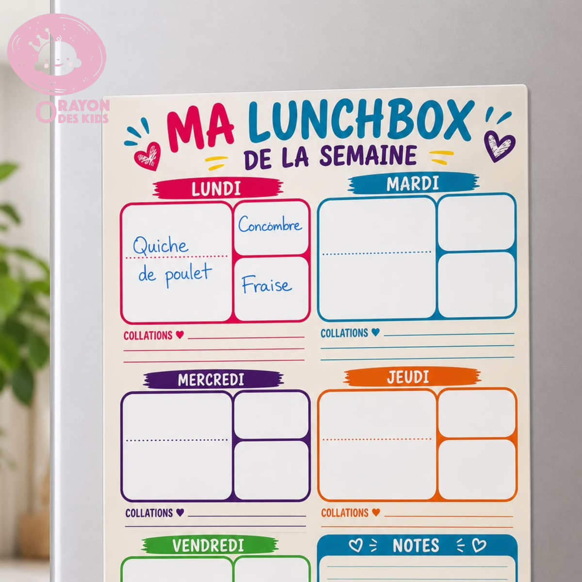 Ma Lunchbox de la Semaine — Planner magnétique pour réfrigérateur