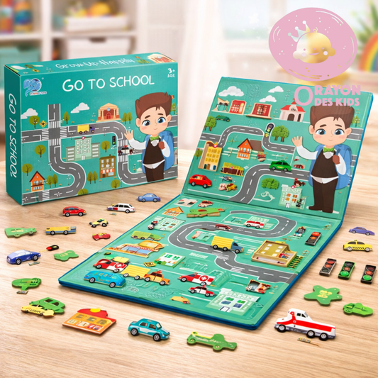 Go To School – Circuit Ville & Apprentissage - Jeu Éducatif Magnétique
