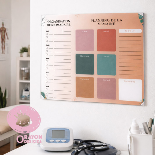 Planner Hebdomadaire Mural en Plexiglass – Effaçable & Réutilisable