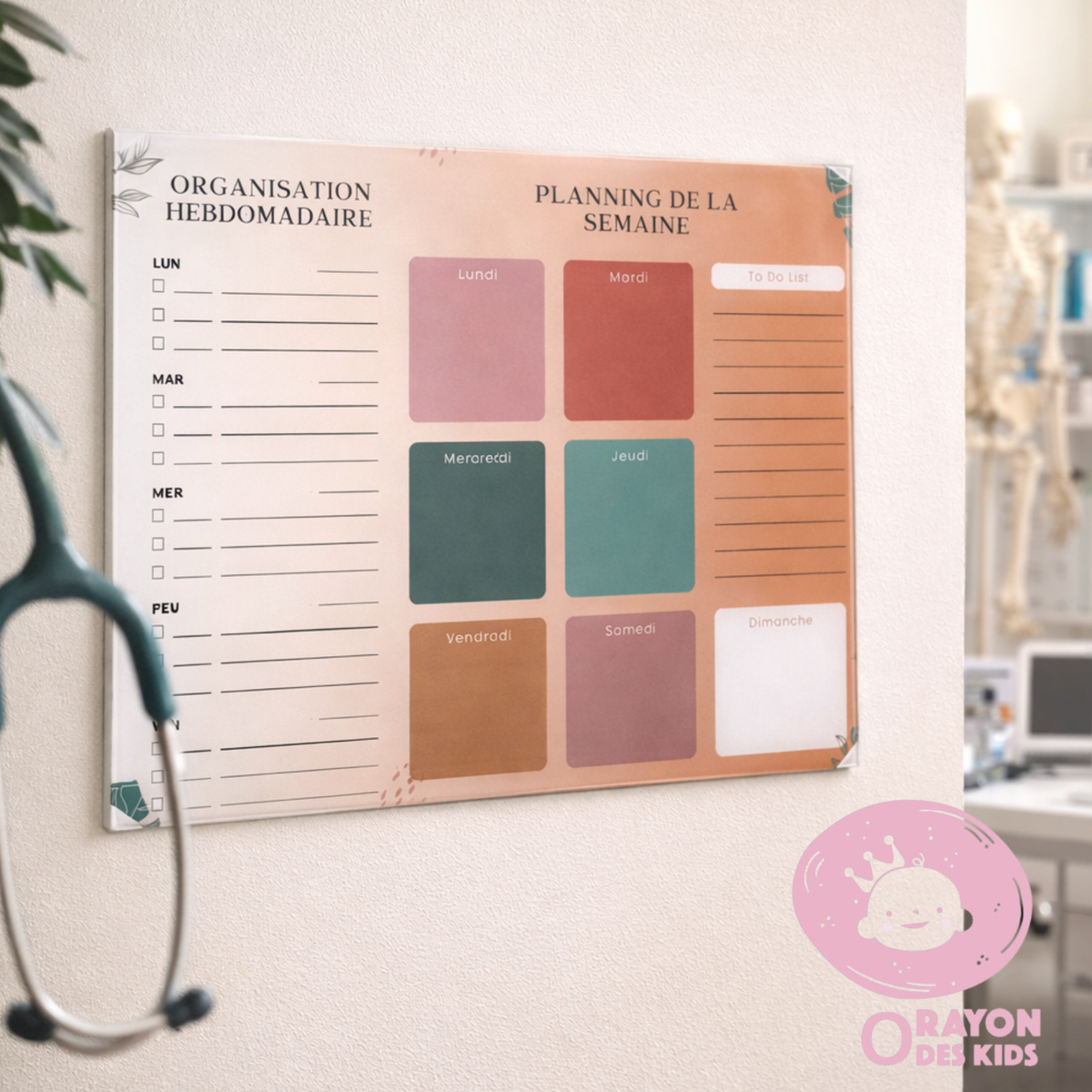 Planner Hebdomadaire Mural en Plexiglass – Effaçable & Réutilisable