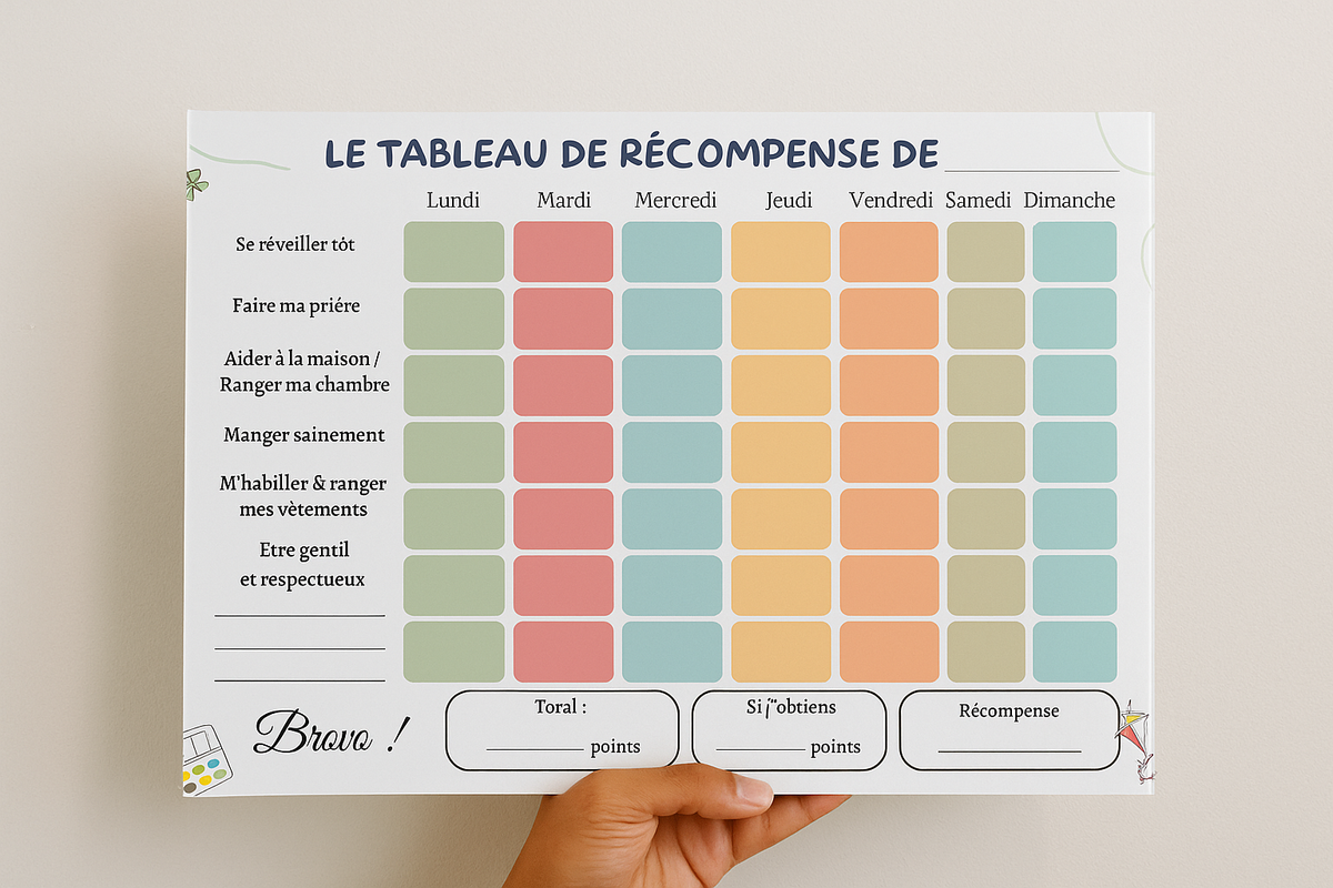 Tableau de Récompense pour Enfant