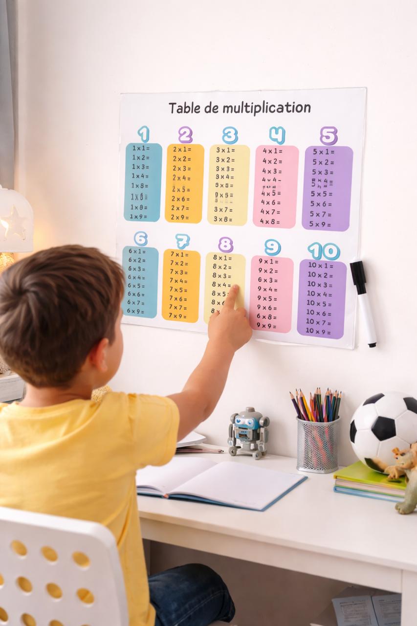 Tableau de Multiplication Effaçable en Plexiglass