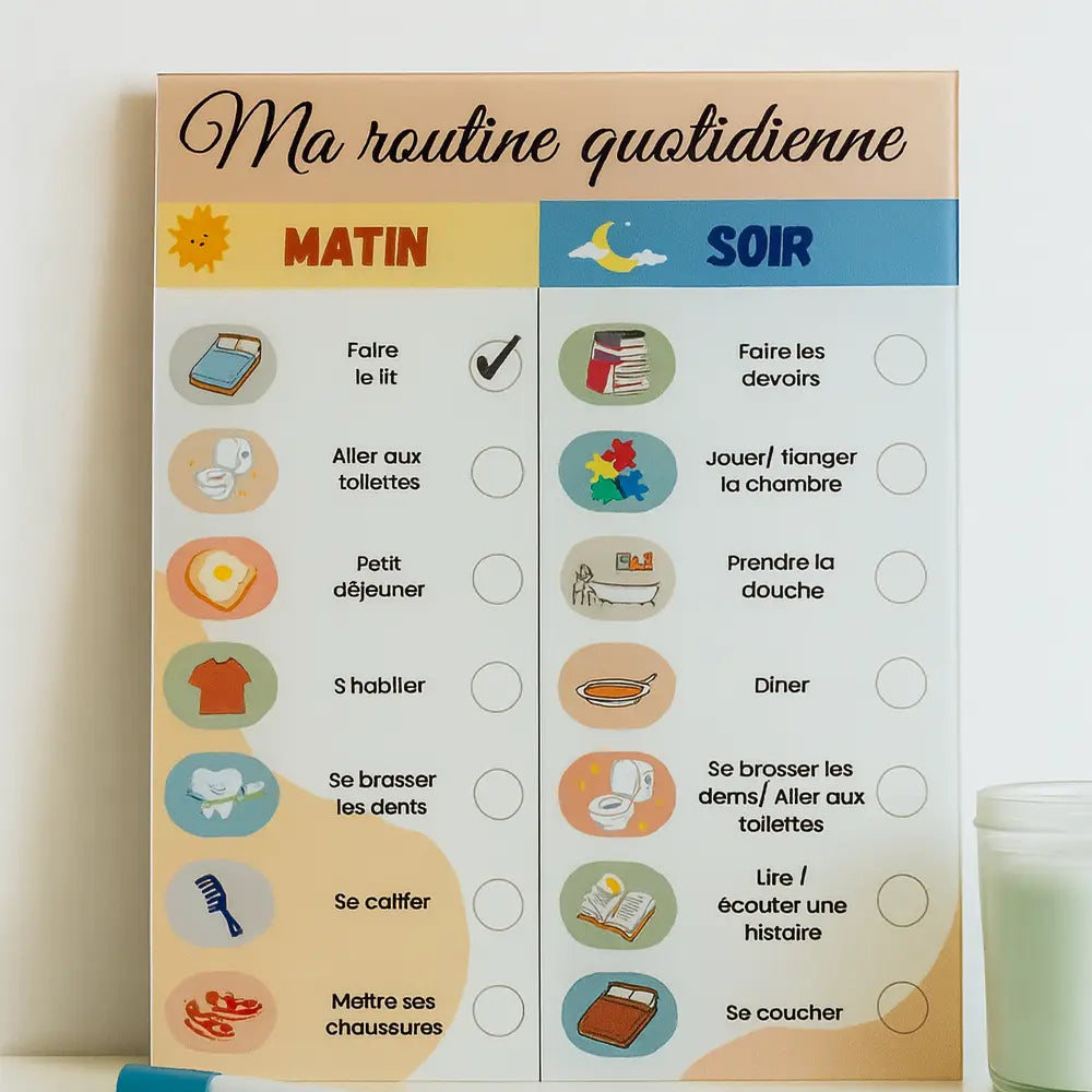 Tableau de routine en plexiglass