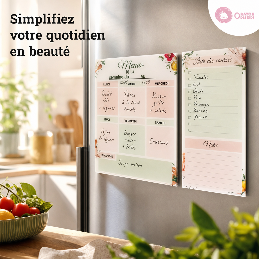 Duo Planner de Cuisine en Plexiglass – Menus & Courses